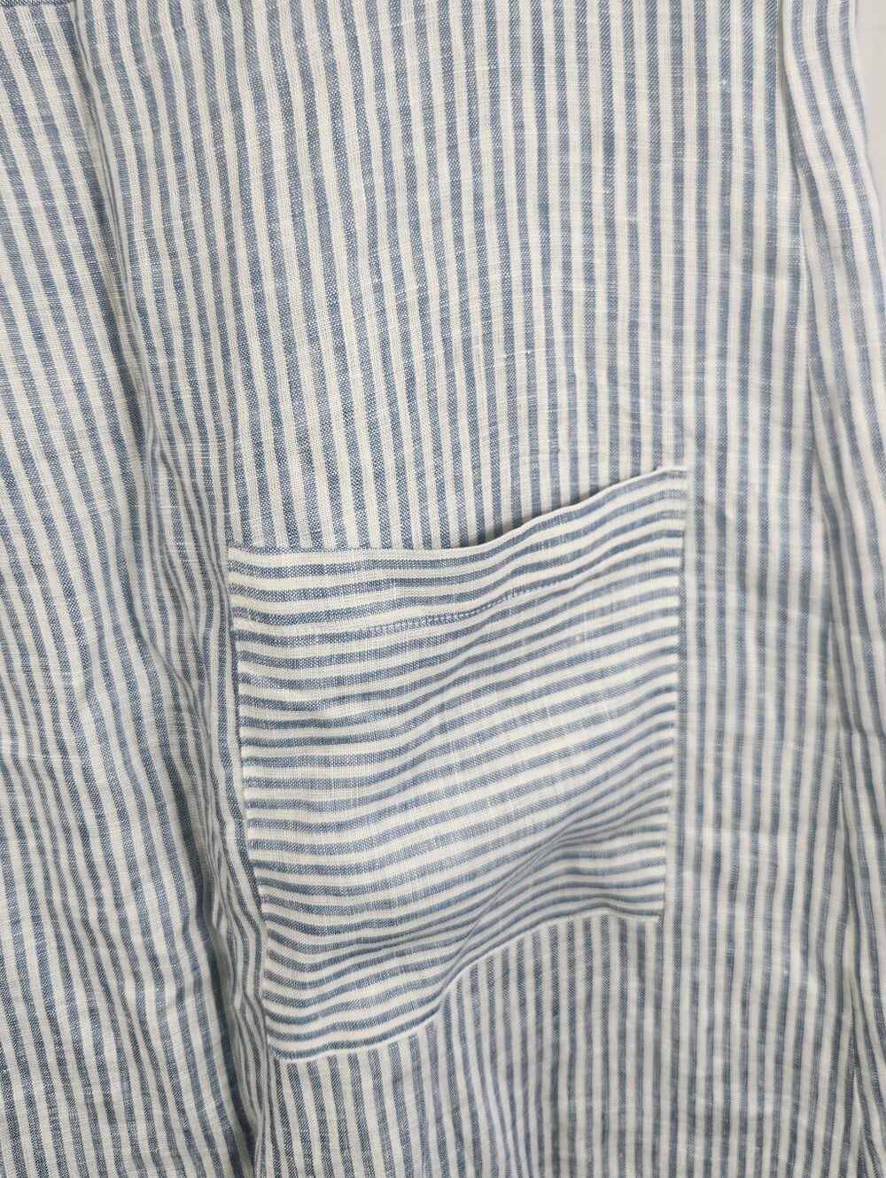 LINTICO Morgan 100% Linen Blue Stripe Midi Dress XL Relaxed A-Line Coastal - Picture 9 of 16